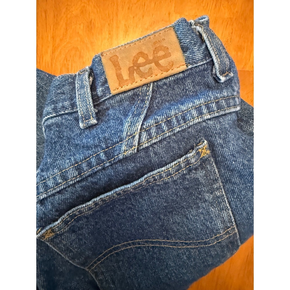 Vintage Lee Mom Jeans Made in USA Medium Wash High Waisted Tapered Leg Denim